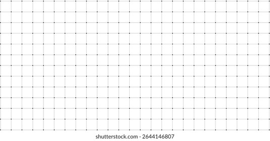 Textura de grade quadrada, folha de papel de linha de grade com cruzes e pontos no fundo branco. Ilustração vetorial