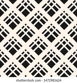 Square grid vector seamless pattern. Abstract geometric monochrome texture with thin diagonal cross lines, rhombuses, mesh, lattice, grill. Simple checkered background. Repeat design for decor, print