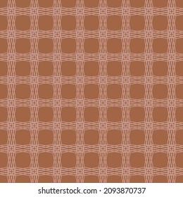 Square grid vector seamless pattern. Abstract geometric texture with thin cross lines, mesh, lattice, grill. Simple minimal background in warm pastel colors. Vintage repeat design for decor, textile