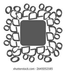 Square group icon. Team frame figure. People layout vector. Community symmetry shape.