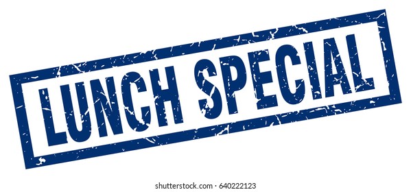 Square Grunge Blue Lunch Special Stamp