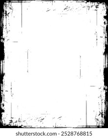 Un marco cuadrado del grunge con la pintura en blanco y negro, marco cuadrado blanco y negro del borde del grunge de Antiguas con un fondo blanco, un marco cuadrado de la foto del vintage, marco del grunge