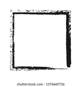 Square grunge frame. Ink vector brush stroke.
