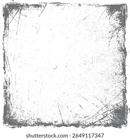 Square grunge frame texture with distressed lines. Rough abstract border overlay design. Perfect for poster layout and print visuals.