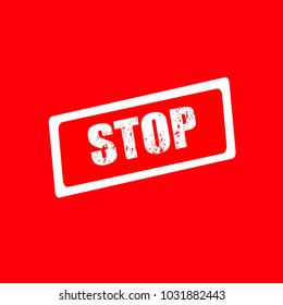 Square grunge red stop stamp. Vector illustration