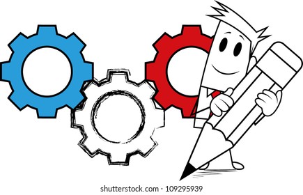 Square guy-drawing gear