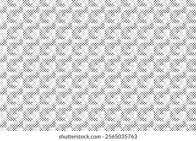 Square Halftone Pattern. Black and white square dot wallpaper. Retro pixelated backdrop. Anime or manga style comic overlay. Vector graphic design textured template