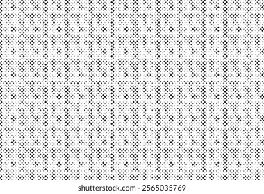 Square Halftone Pattern. Black and white square dot wallpaper. Retro pixelated backdrop. Anime or manga style comic overlay. Vector graphic design textured template