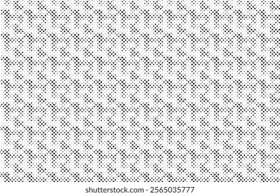 Square Halftone Pattern. Black and white square dot wallpaper. Retro pixelated backdrop. Anime or manga style comic overlay. Vector graphic design textured template