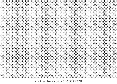 Square Halftone Pattern. Black and white square dot wallpaper. Retro pixelated backdrop. Anime or manga style comic overlay. Vector graphic design textured template