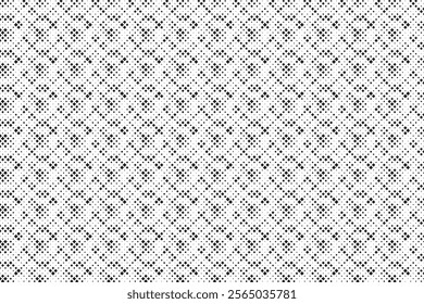 Square Halftone Pattern. Black and white square dot wallpaper. Retro pixelated backdrop. Anime or manga style comic overlay. Vector graphic design textured template