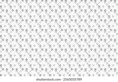 Square Halftone Pattern. Black and white square dot wallpaper. Retro pixelated backdrop. Anime or manga style comic overlay. Vector graphic design textured template