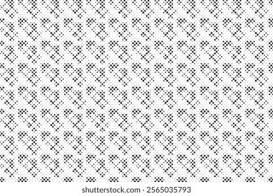 Square Halftone Pattern. Black and white square dot wallpaper. Retro pixelated backdrop. Anime or manga style comic overlay. Vector graphic design textured template