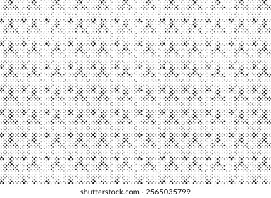 Square Halftone Pattern. Black and white square dot wallpaper. Retro pixelated backdrop. Anime or manga style comic overlay. Vector graphic design textured template