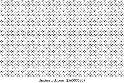 Square Halftone Pattern. Black and white square dot wallpaper. Retro pixelated backdrop. Anime or manga style comic overlay. Vector graphic design textured template