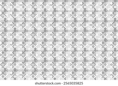 Square Halftone Pattern. Black and white square dot wallpaper. Retro pixelated backdrop. Anime or manga style comic overlay. Vector graphic design textured template