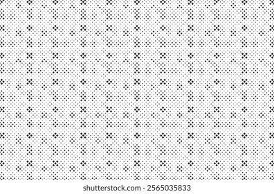 Square Halftone Pattern. Black and white square dot wallpaper. Retro pixelated backdrop. Anime or manga style comic overlay. Vector graphic design textured template