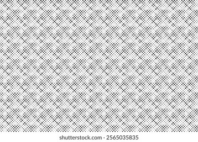 Square Halftone Pattern. Black and white square dot wallpaper. Retro pixelated backdrop. Anime or manga style comic overlay. Vector graphic design textured template