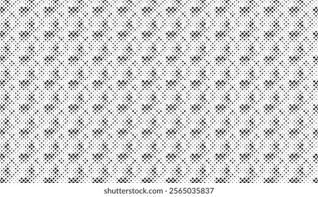 Square Halftone Pattern. Black and white square dot wallpaper. Retro pixelated backdrop. Anime or manga style comic overlay. Vector graphic design textured template