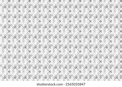 Square Halftone Pattern. Black and white square dot wallpaper. Retro pixelated backdrop. Anime or manga style comic overlay. Vector graphic design textured template