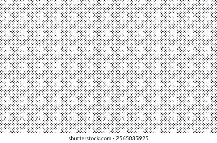 Square Halftone Pattern. Black and white square dot wallpaper. Retro pixelated backdrop. Anime or manga style comic overlay. Vector graphic design textured template