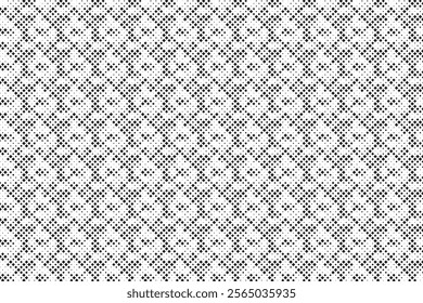 Square Halftone Pattern. Black and white square dot wallpaper. Retro pixelated backdrop. Anime or manga style comic overlay. Vector graphic design textured template