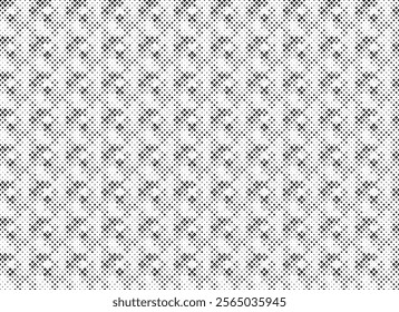 Square Halftone Pattern. Black and white square dot wallpaper. Retro pixelated backdrop. Anime or manga style comic overlay. Vector graphic design textured template