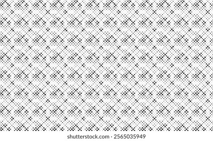 Square Halftone Pattern. Black and white square dot wallpaper. Retro pixelated backdrop. Anime or manga style comic overlay. Vector graphic design textured template