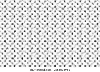 Square Halftone Pattern. Black and white square dot wallpaper. Retro pixelated backdrop. Anime or manga style comic overlay. Vector graphic design textured template