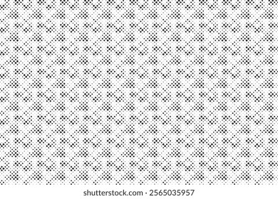 Square Halftone Pattern. Black and white square dot wallpaper. Retro pixelated backdrop. Anime or manga style comic overlay. Vector graphic design textured template