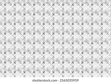 Square Halftone Pattern. Black and white square dot wallpaper. Retro pixelated backdrop. Anime or manga style comic overlay. Vector graphic design textured template