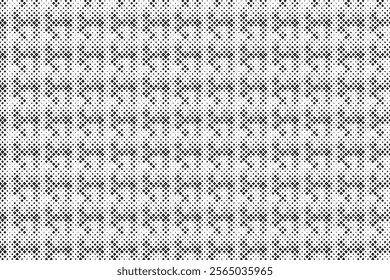 Square Halftone Pattern. Black and white square dot wallpaper. Retro pixelated backdrop. Anime or manga style comic overlay. Vector graphic design textured template