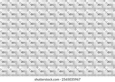 Square Halftone Pattern. Black and white square dot wallpaper. Retro pixelated backdrop. Anime or manga style comic overlay. Vector graphic design textured template