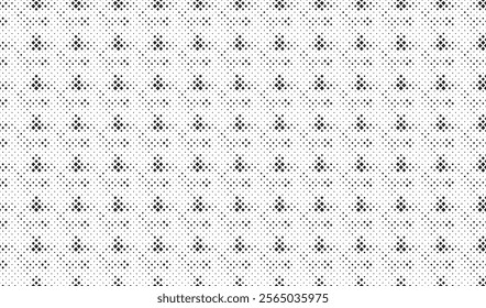 Square Halftone Pattern. Black and white square dot wallpaper. Retro pixelated backdrop. Anime or manga style comic overlay. Vector graphic design textured template