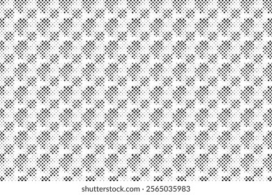 Square Halftone Pattern. Black and white square dot wallpaper. Retro pixelated backdrop. Anime or manga style comic overlay. Vector graphic design textured template