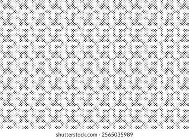 Square Halftone Pattern. Black and white square dot wallpaper. Retro pixelated backdrop. Anime or manga style comic overlay. Vector graphic design textured template