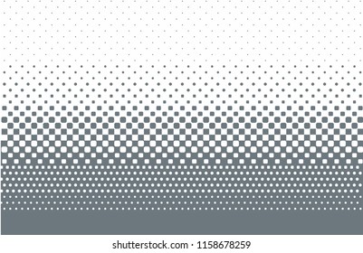 Square halftone pattern with gradient effect. Squares in black and white. Template for backgrounds and stylized textures. Horizontally seamless. dots round