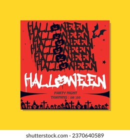 Square Halloween Banner Layout for Party Invitation
