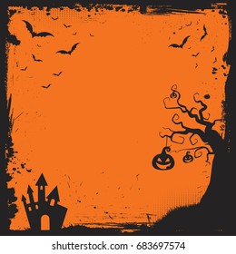 Square Halloween element with border and background template 