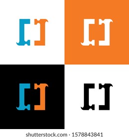 Square hammer logo design template elements - Vector