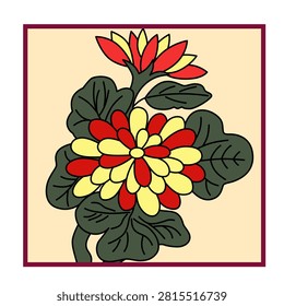 Square Hanafuda card featuring chrysanthemums (Chaff Dregs rank)