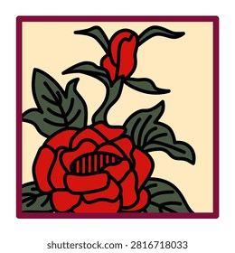 Square Hanafuda card: Peonies and Kasu (Chaff)