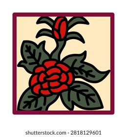 Square Hanafuda card: Peonies and Kasu (Chaff)