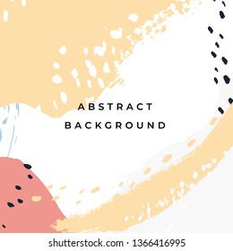 Square hand drawn abstract background with artistic brush strokes and paint stains. Vector design for card, banner or social media post.