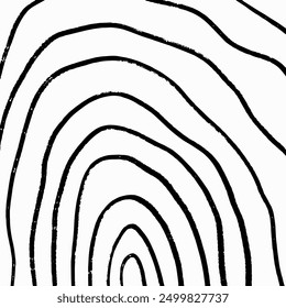 Quadratisches, handgezeichnetes Muster, gekrümmte Bleistiftbögen auf weißem Hintergrund. Grunge-Doodle-Illustration, gekrümmte Linien, Kritzelelemente.