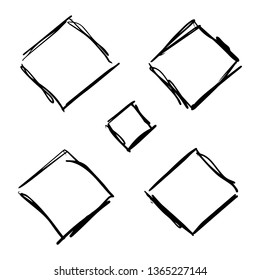 Square hand drawn set. Ink, marker draw, Templates.