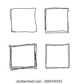 Square hand drawn set. Ink, marker draw, Templates.