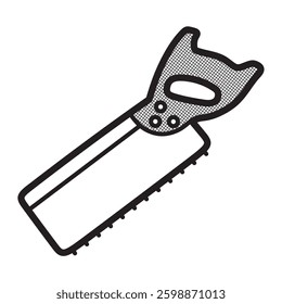 square hand saw, black and white, simple vector
