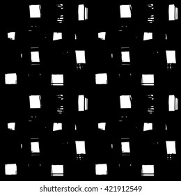 square hand-drawn irregular brush style sloppy modern seamless pattern
