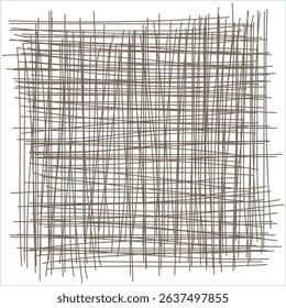 Square hand-sketched cloth texture – abstract crisscross pattern with a natural woven look in monochrome tones